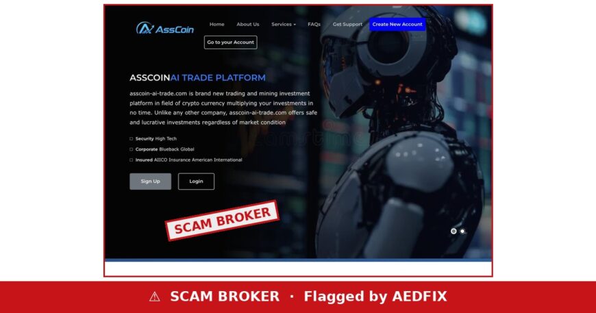 AssCoin AI Trade website — flagged by AEDFIX
