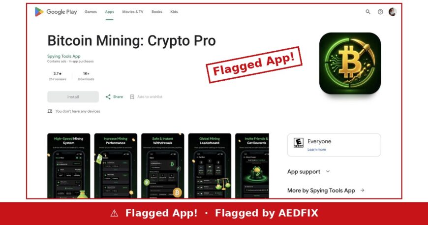 Bitcoin Mining Crypto Pro — flagged app