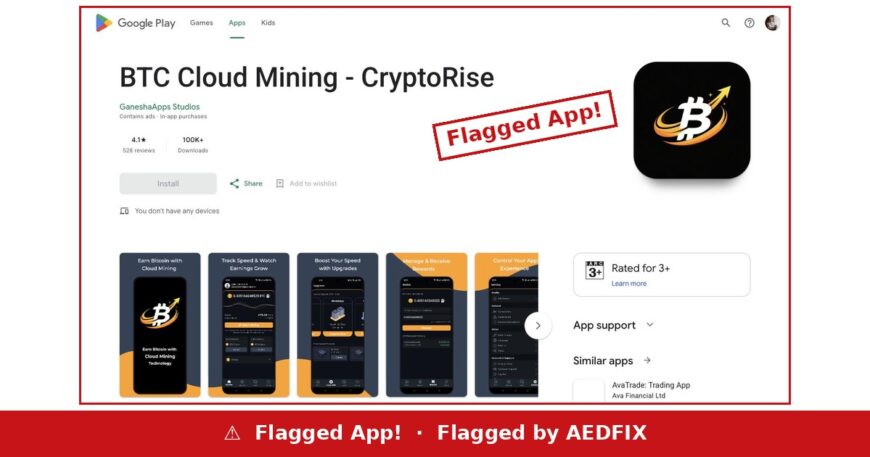 CryptoRise — flagged app