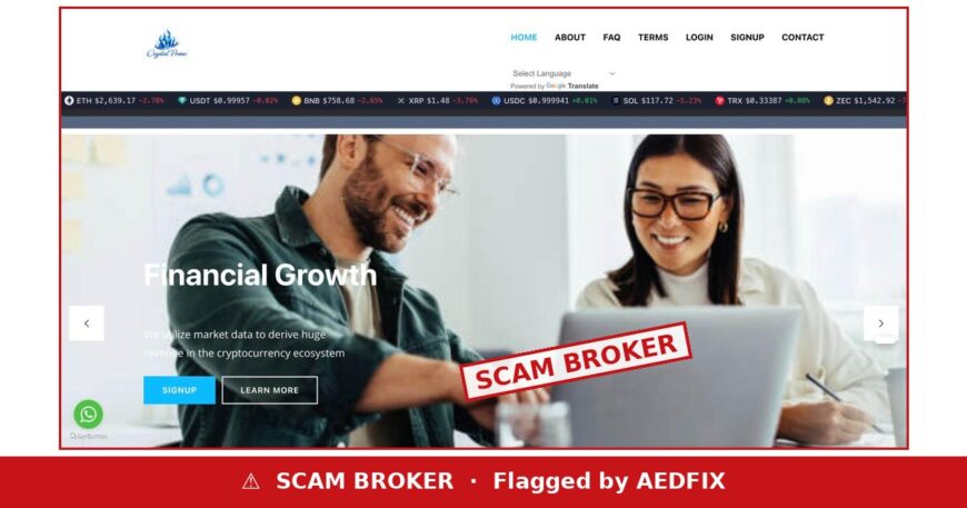 Crystal Prime website — flagged by AEDFIX