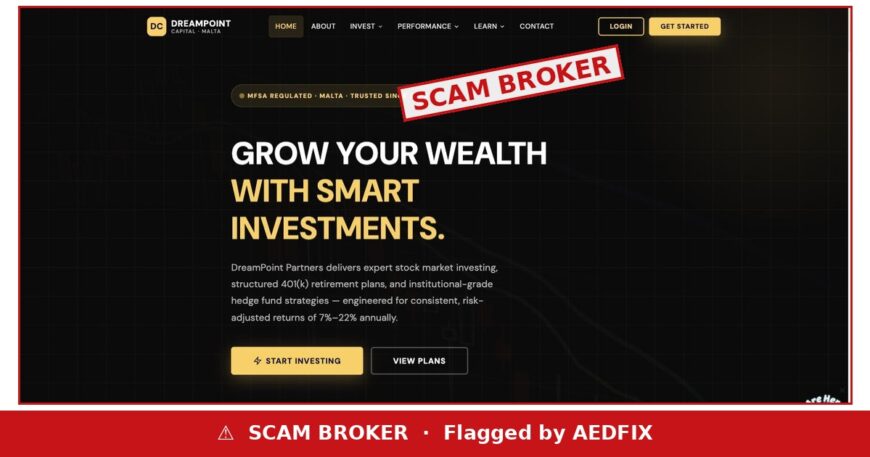 DreamPoint Partners flagged as a scam broker by AEDFIX