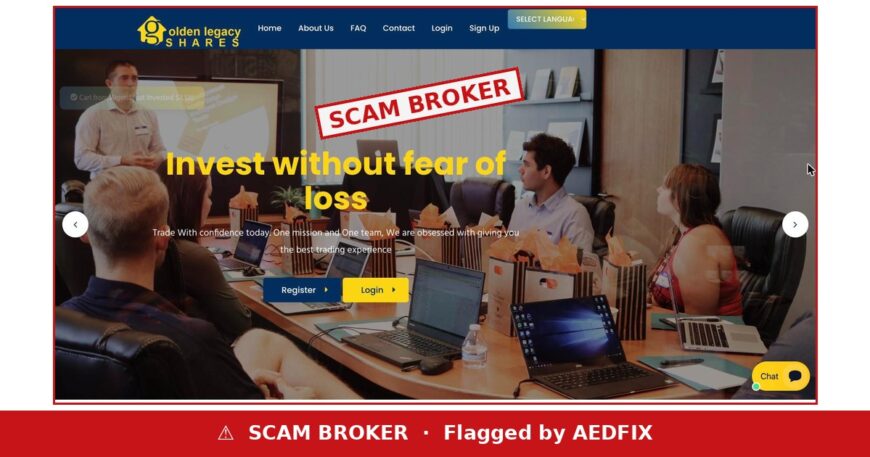 Golden Legacy Shares website — flagged by AEDFIX