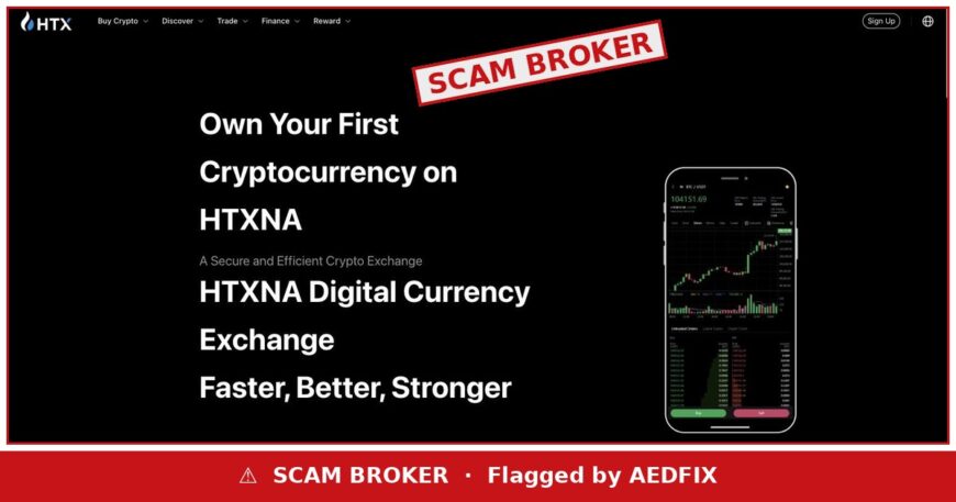 HTXNA flagged as a scam broker by AEDFIX