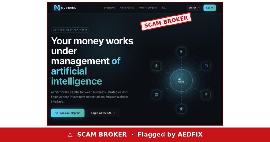 Nuverex website — flagged by AEDFIX