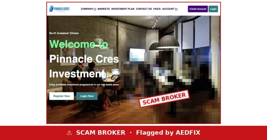 Pinnacle Crest Investment website — flagged by AEDFIX