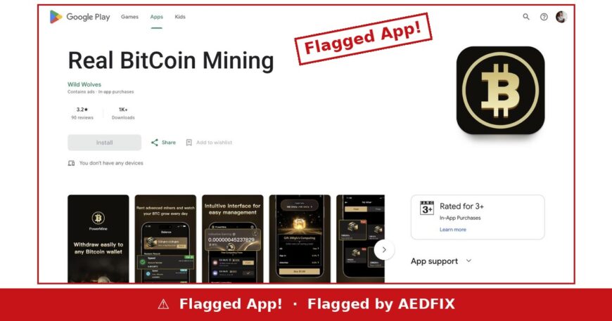 Real BitCoin Mining — flagged app