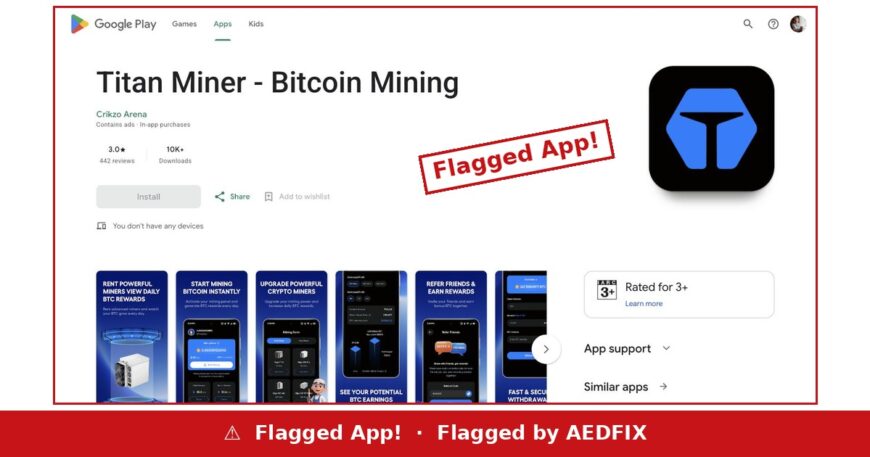 Titan Miner — flagged app