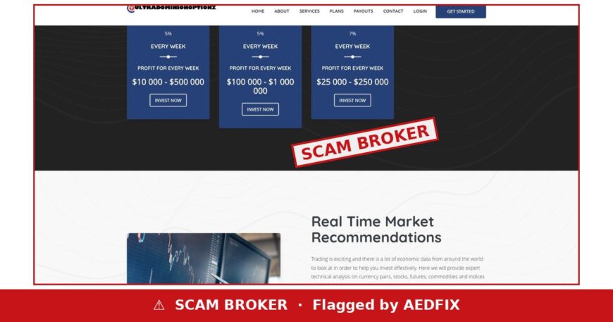 Ultra Dominion Optionz flagged as a scam broker by AEDFIX