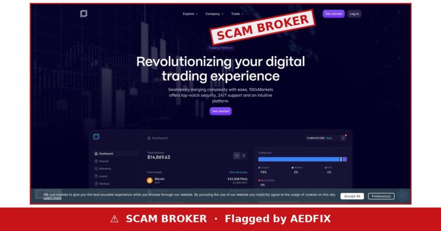100xMarkets scam warning — AEDFIX