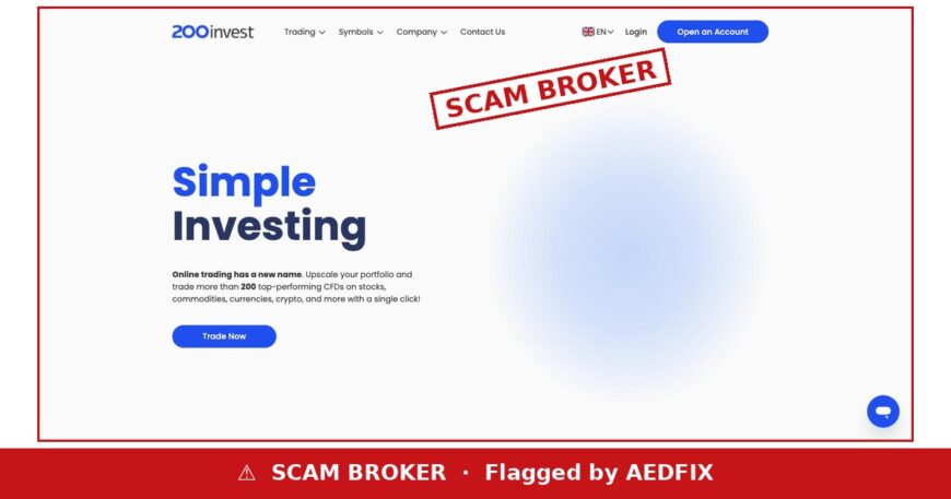 200Invest flagged as scam broker