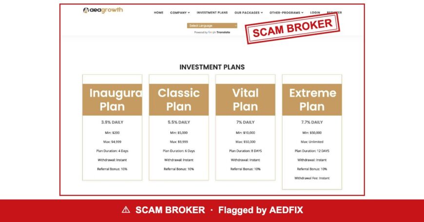 AEA Growth — flagged scam broker