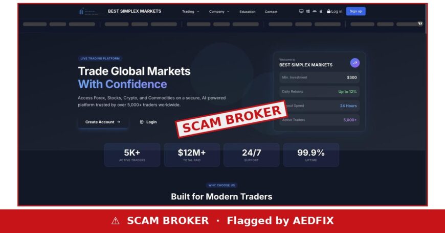 Best Simplex Markets flagged as scam broker