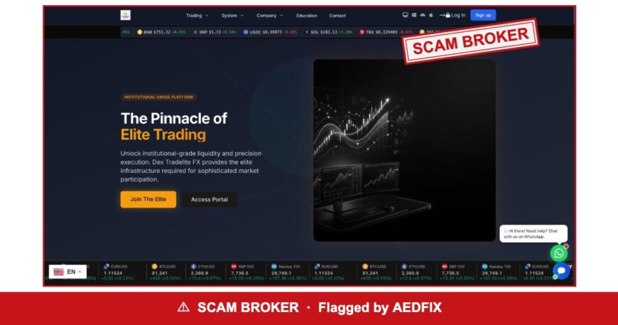 Dex Tradelite FX — flagged scam broker