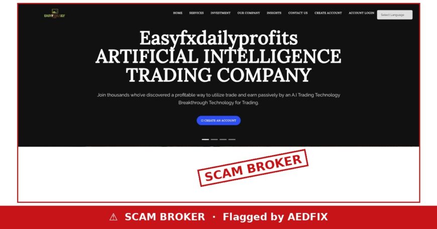Easyfxdailyprofits flagged as scam broker
