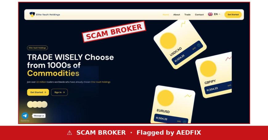 Elite Vault Holdings scam warning — AEDFIX