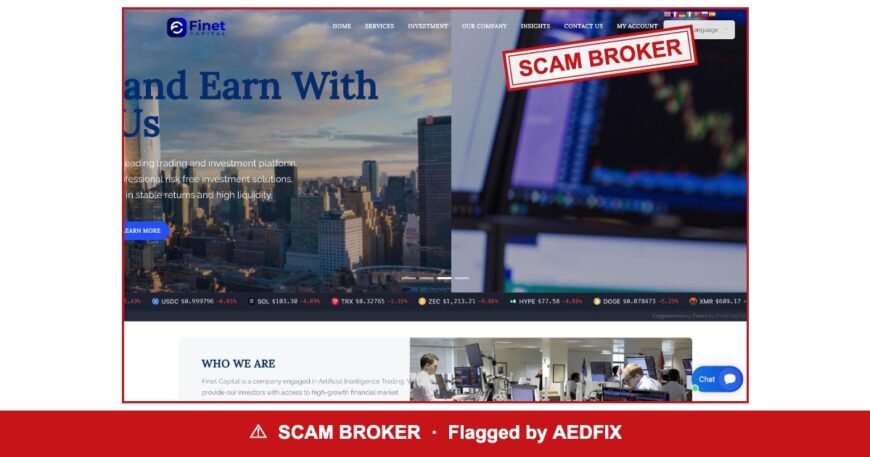 Finet Capital — flagged scam broker