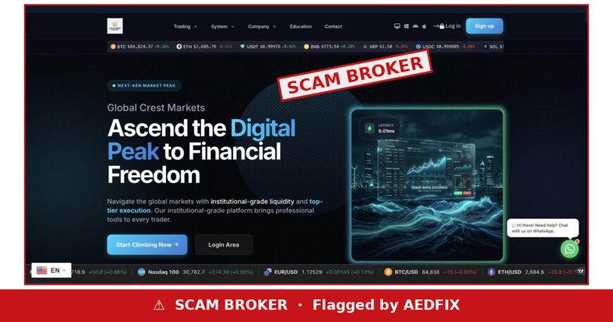 Global Crest Markets flagged as scam broker