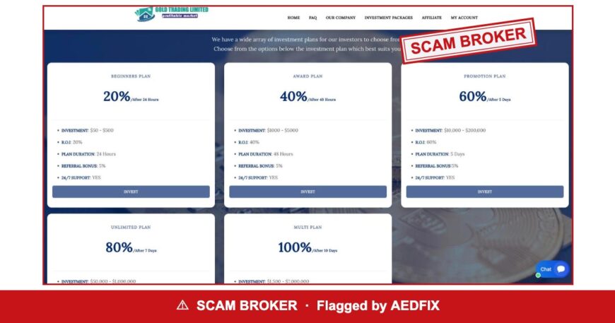 Gold Trading Limited — flagged scam broker
