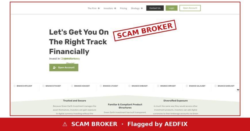 Green Earth Investments flagged as scam broker
