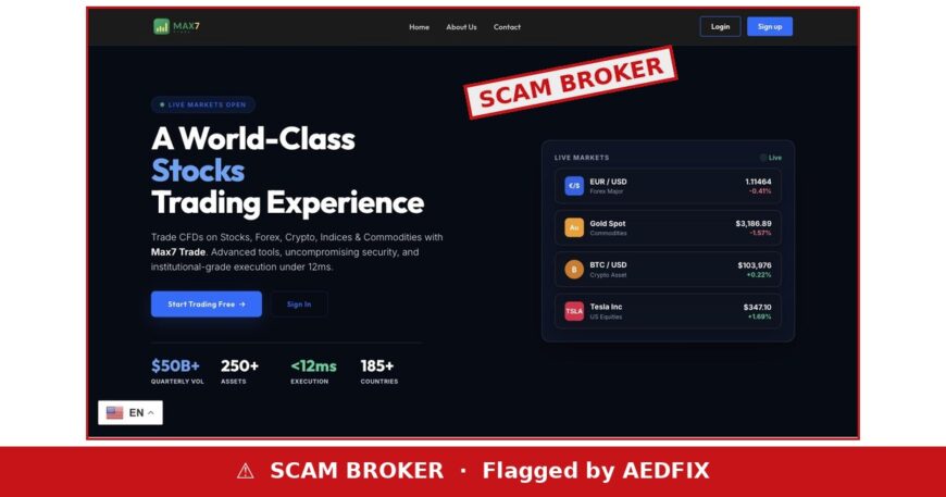 Max7 Trade scam broker warning