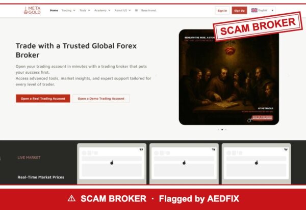 MetaGold — flagged scam broker