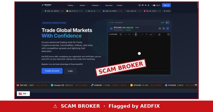 Nexora Prime FX scam warning — AEDFIX