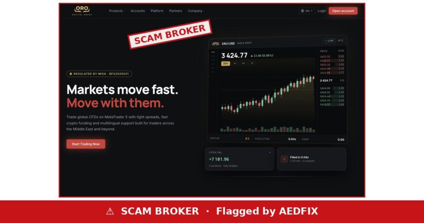 Oro Capital Group scam broker warning