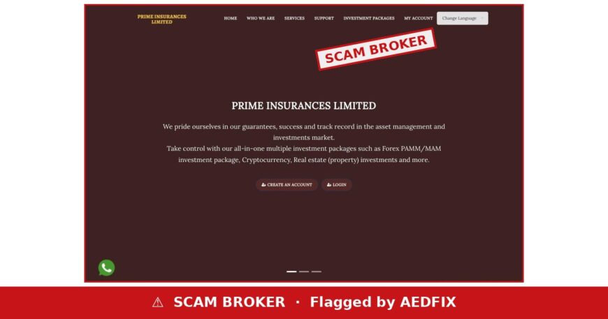 Prime Insurances Assets scam broker warning