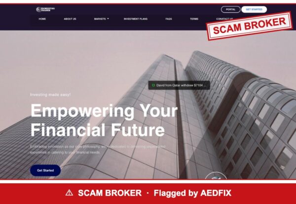 Primestartrade — flagged scam broker
