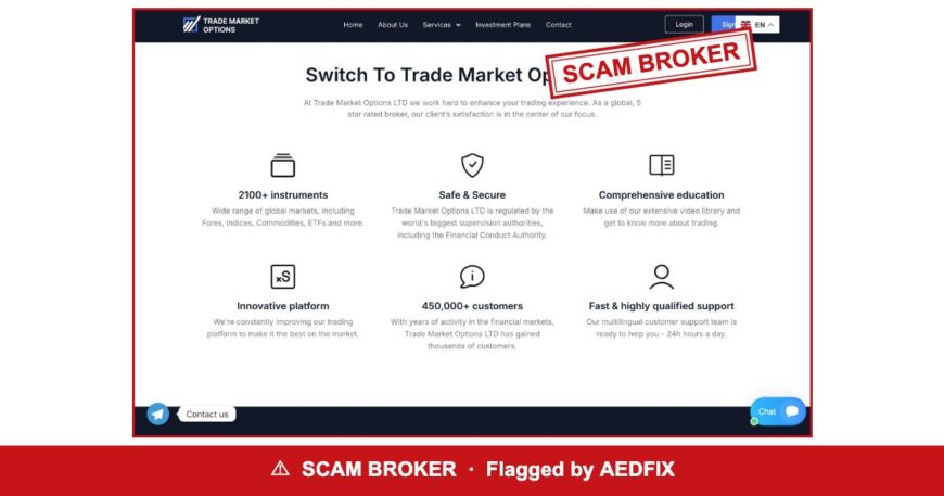 Trade Market Options — flagged scam broker