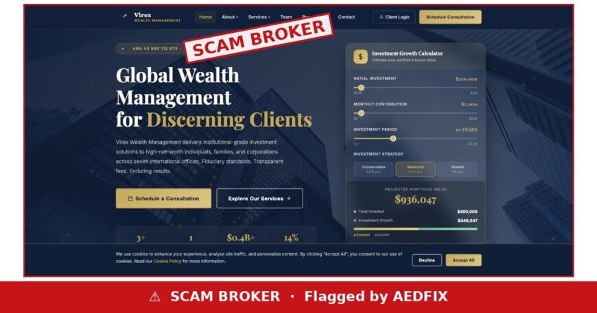 Virex Wealth Management flagged as scam broker